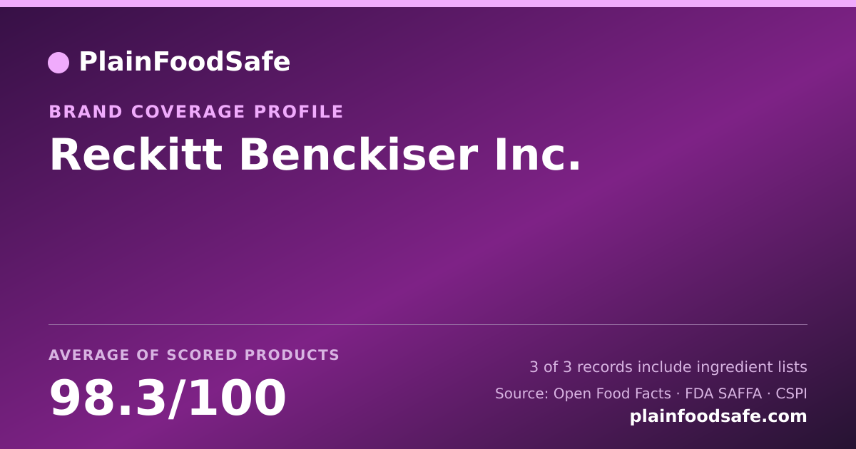 Share card for Reckitt Benckiser  Inc. Food Safety Profile