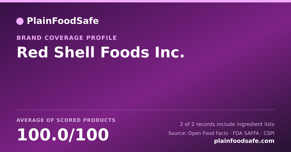 Share card for Red Shell Foods Inc. Food Safety Profile