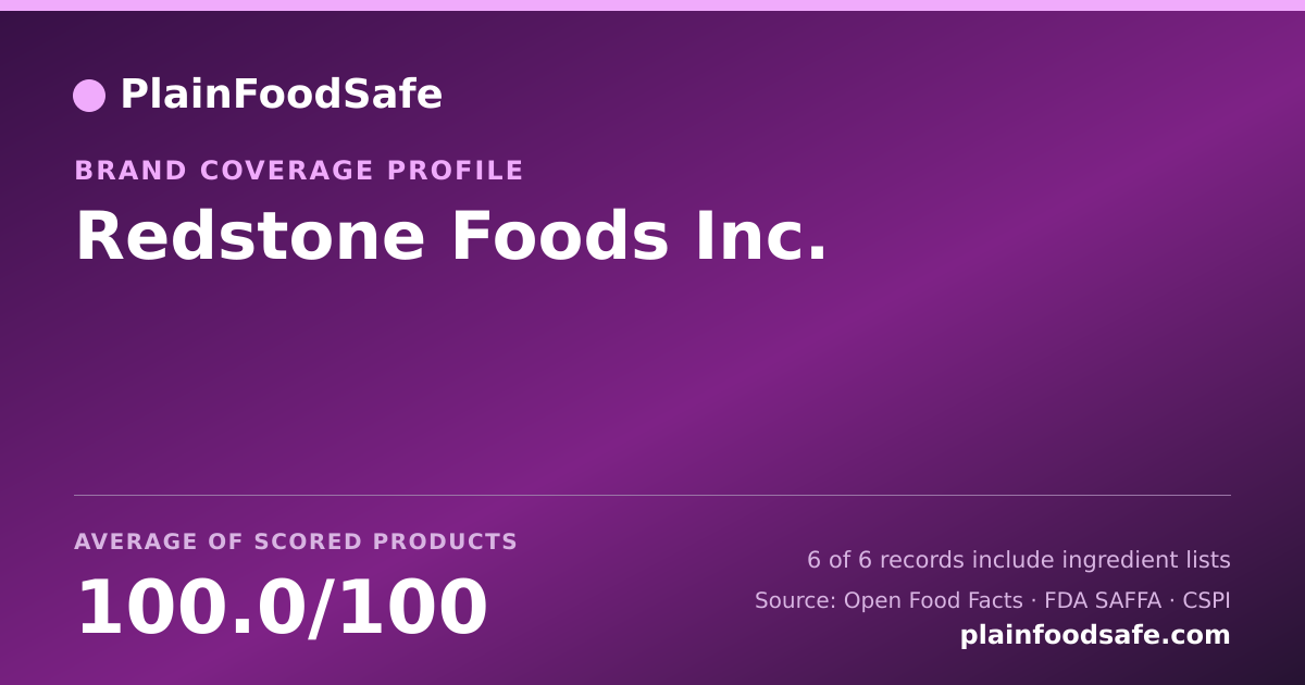 Share card for Redstone Foods Inc. Food Safety Profile