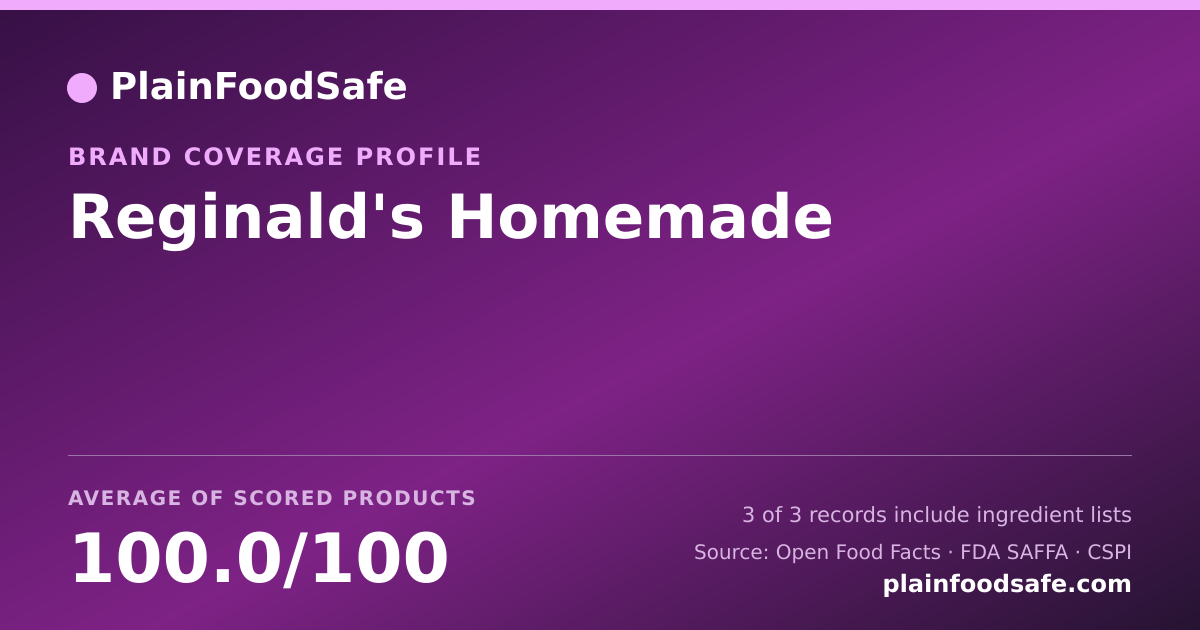 Share card for Reginald's Homemade Food Safety Profile