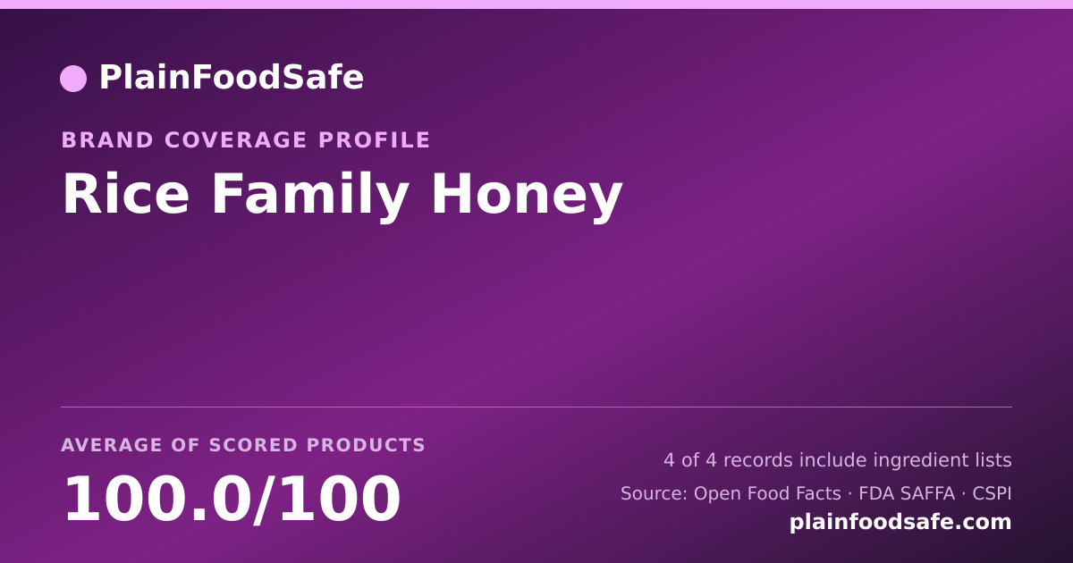 Share card for Rice Family Honey Food Safety Profile