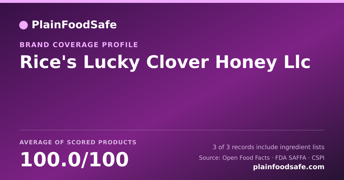 Share card for Rice's Lucky Clover Honey  Llc Food Safety Profile