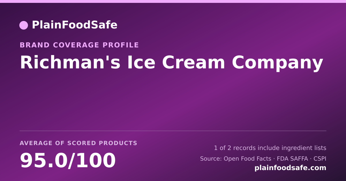Share card for Richman's Ice Cream Company Food Safety Profile