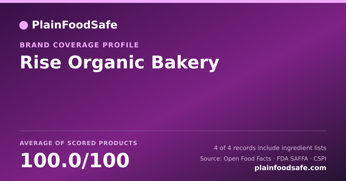 Share card for Rise Organic Bakery Food Safety Profile