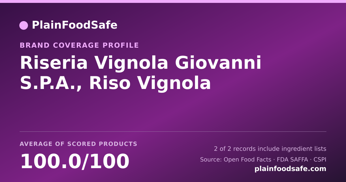 Share card for Riseria Vignola Giovanni S.P.A., Riso Vignola Food Safety Profile