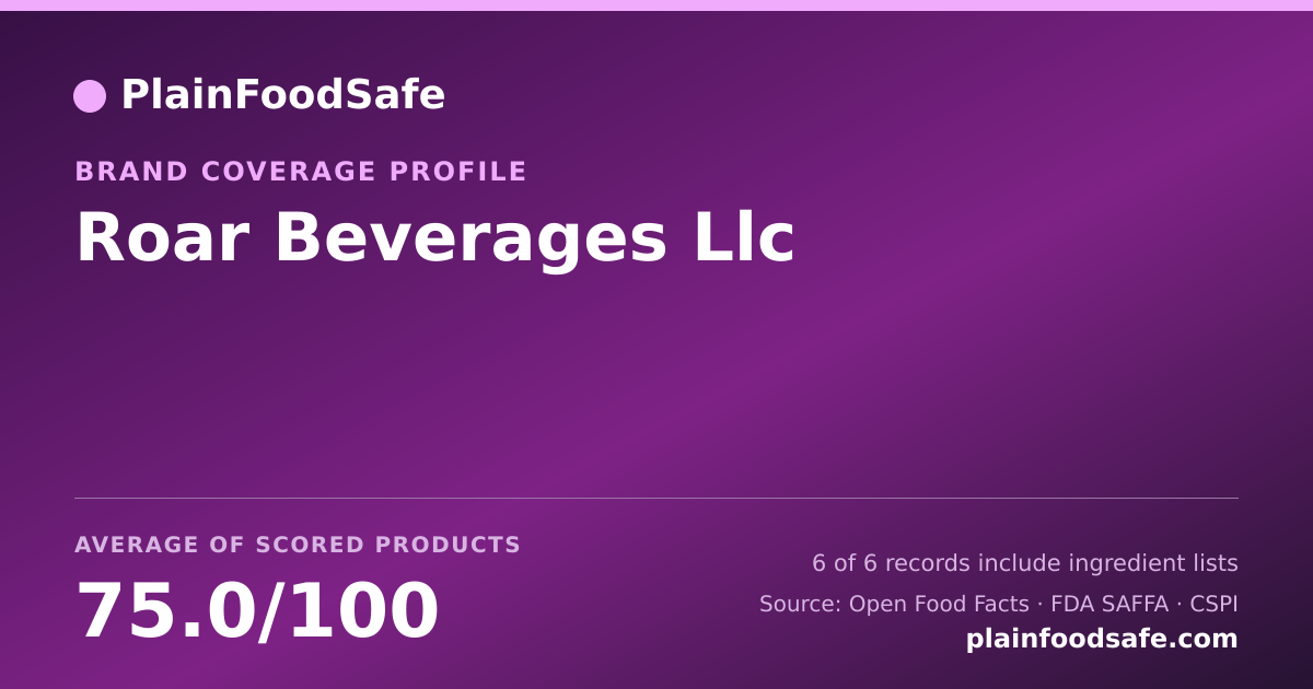 Share card for Roar Beverages Llc Food Safety Profile