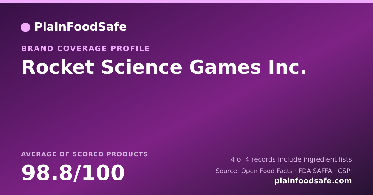 Share card for Rocket Science Games  Inc. Food Safety Profile