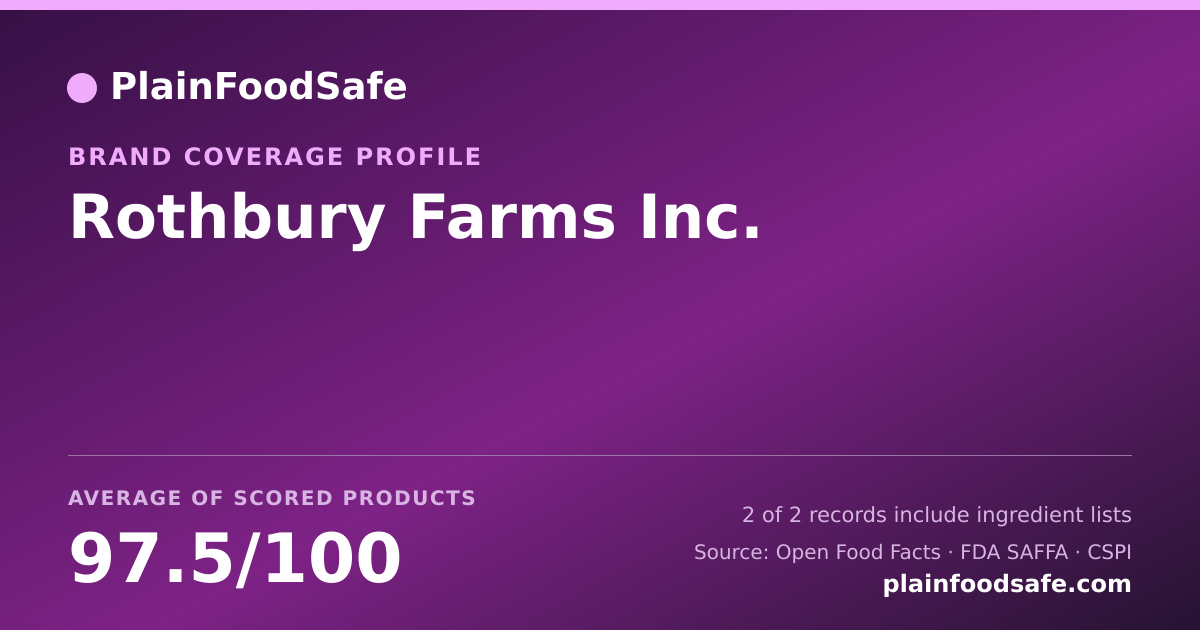 Share card for Rothbury Farms Inc. Food Safety Profile