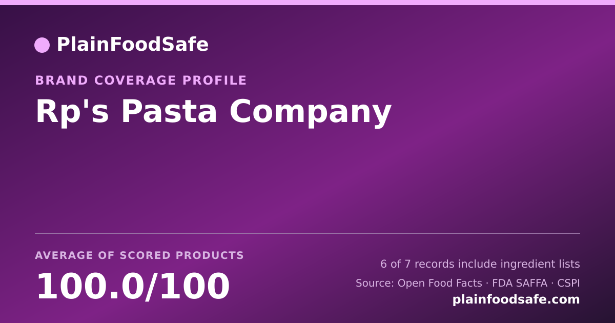 Share card for Rp's Pasta Company Food Safety Profile