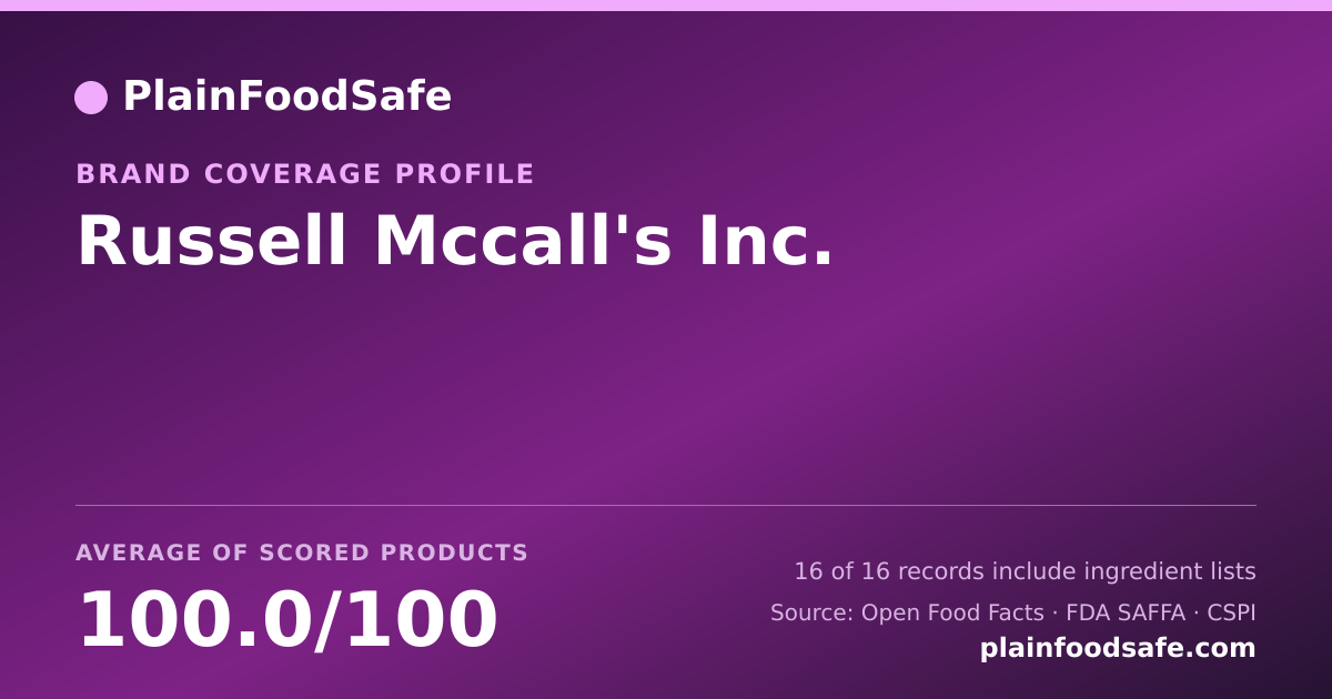 Share card for Russell Mccall's Inc. Food Safety Profile