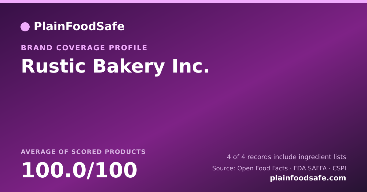 Share card for Rustic Bakery Inc. Food Safety Profile