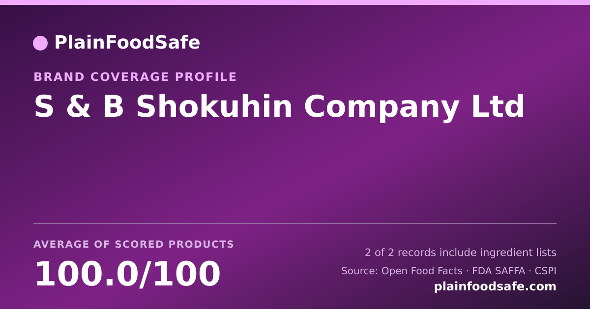 Share card for S & B Shokuhin Company Ltd Food Safety Profile