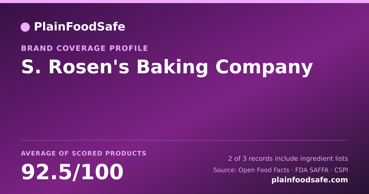 Share card for S. Rosen's Baking Company Food Safety Profile