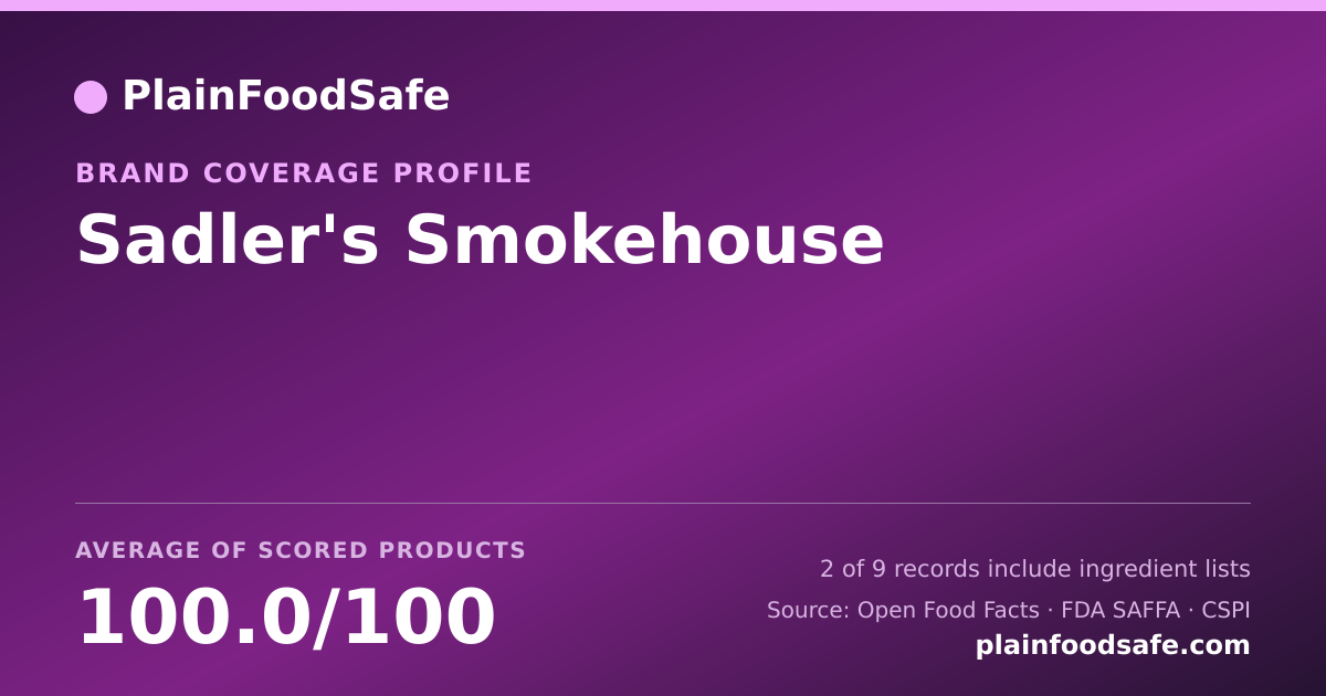 Share card for Sadler's Smokehouse Food Safety Profile