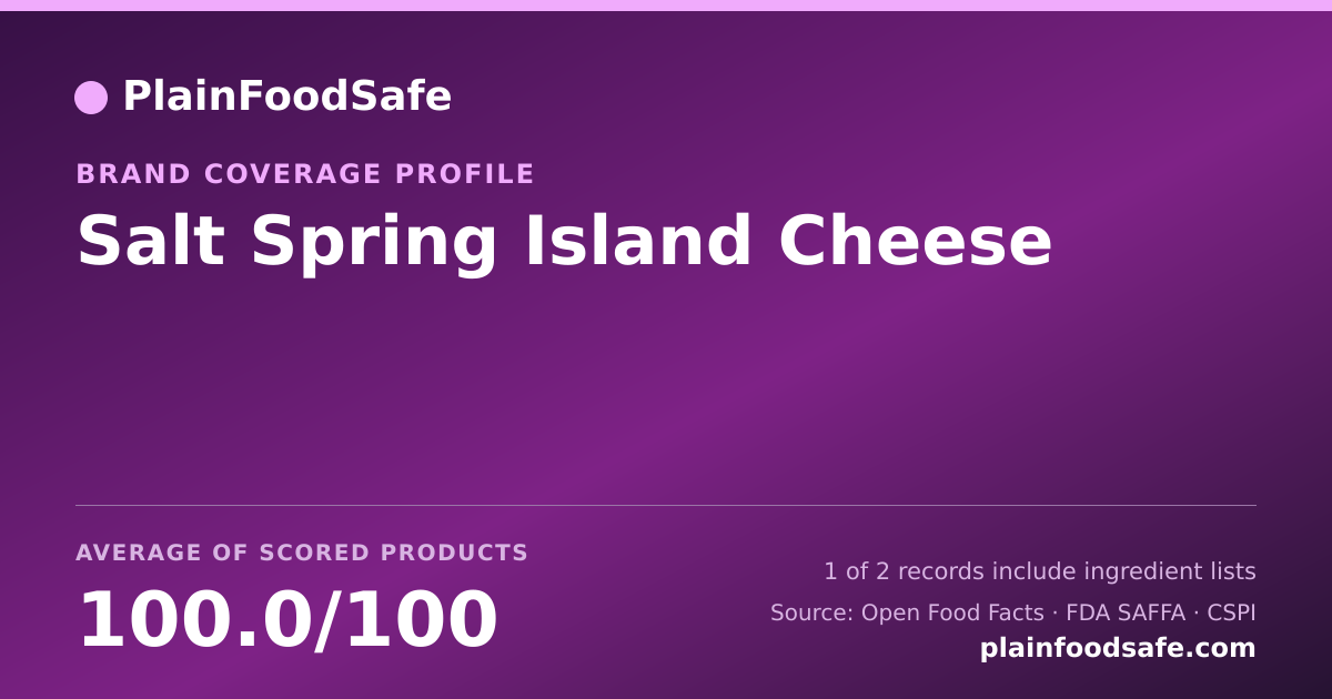 Share card for Salt Spring Island Cheese Food Safety Profile