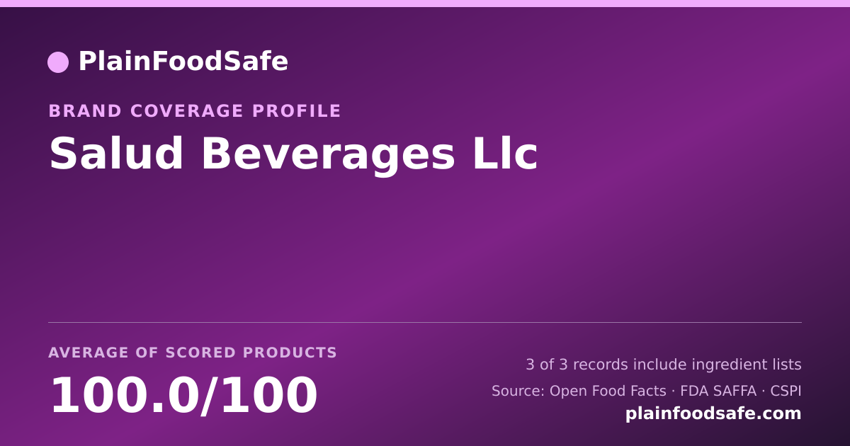 Share card for Salud Beverages Llc Food Safety Profile