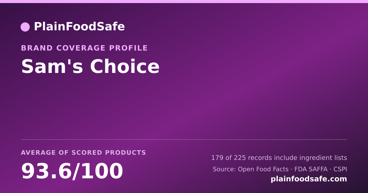 Share card for Sam's Choice Food Safety Profile