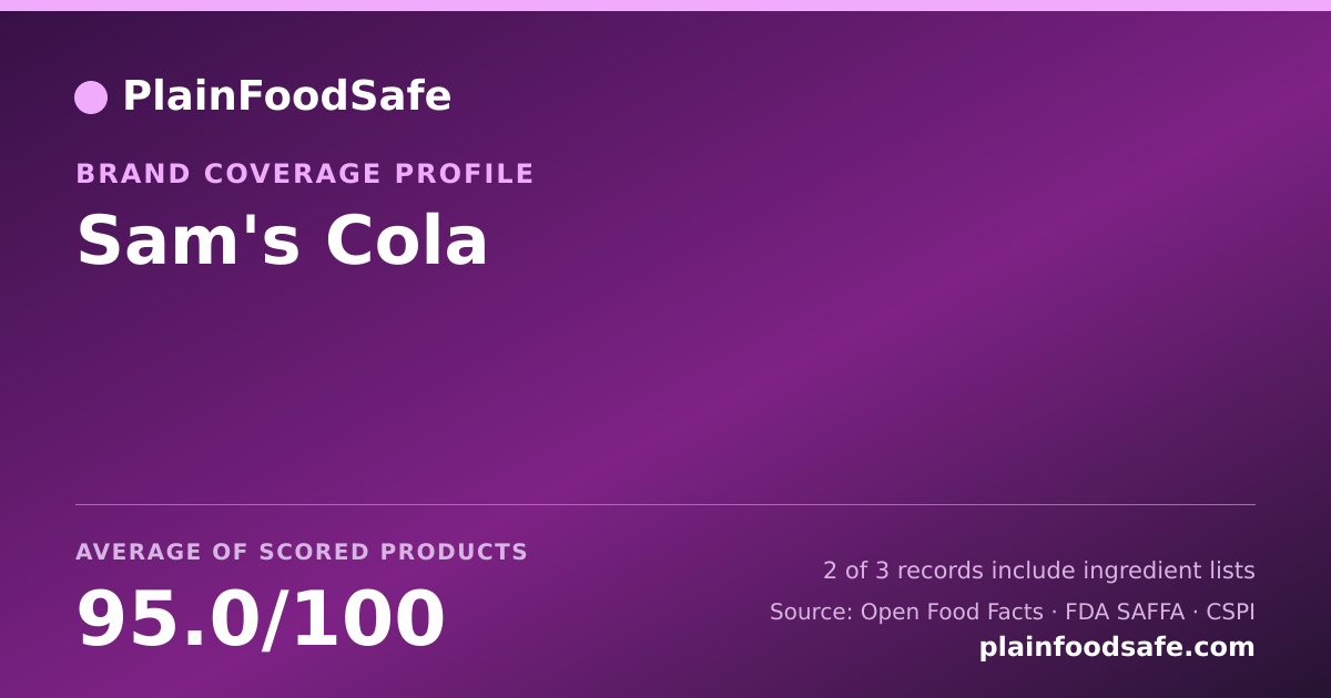 Share card for Sam's Cola Food Safety Profile