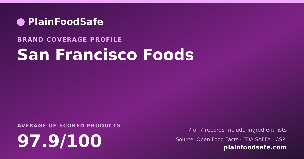 Share card for San Francisco Foods Food Safety Profile