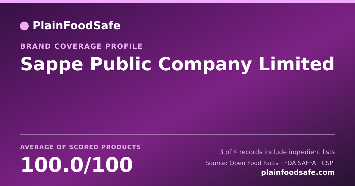 Share card for Sappe Public Company Limited Food Safety Profile