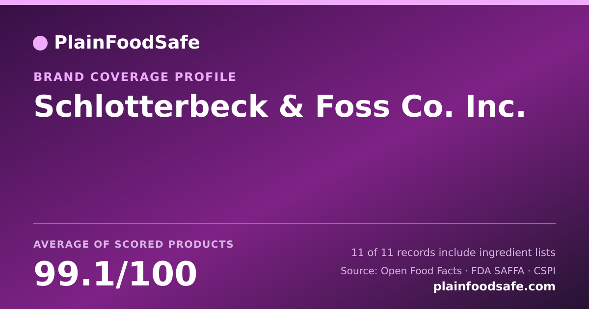 Share card for Schlotterbeck & Foss Co. Inc. Food Safety Profile
