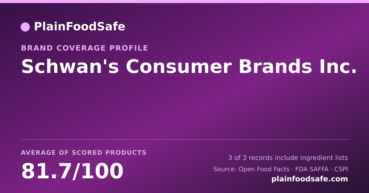 Share card for Schwan's Consumer Brands  Inc. Food Safety Profile
