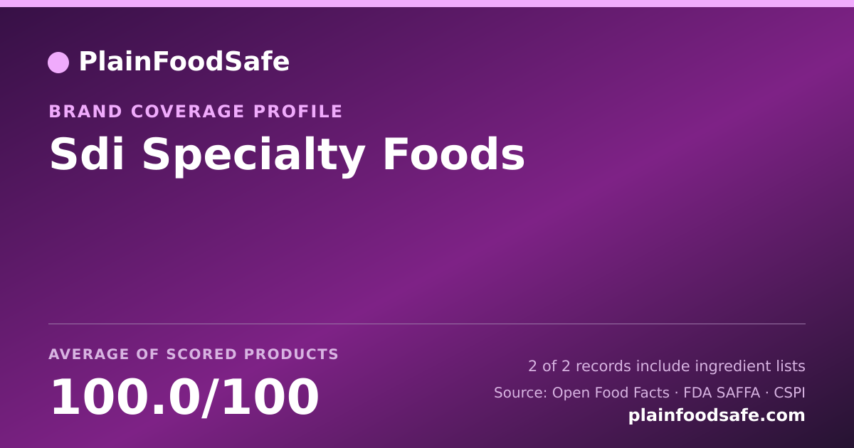 Share card for Sdi Specialty Foods Food Safety Profile