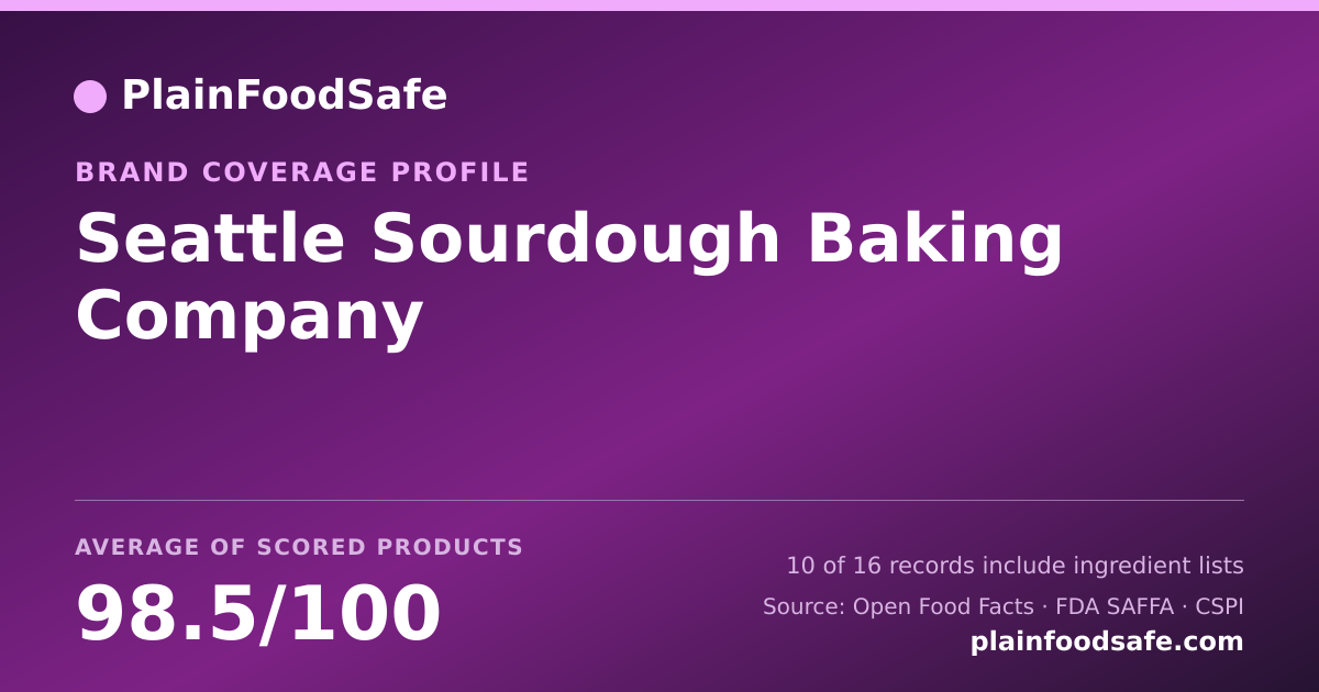 Share card for Seattle Sourdough Baking Company Food Safety Profile
