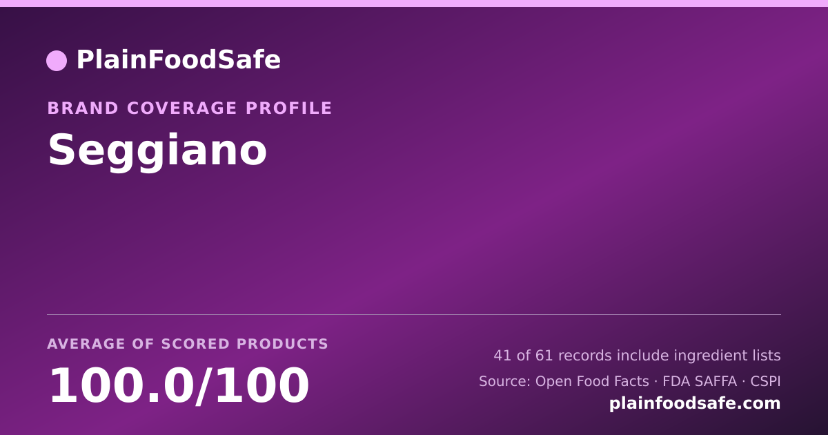 Share card for Seggiano Food Safety Profile