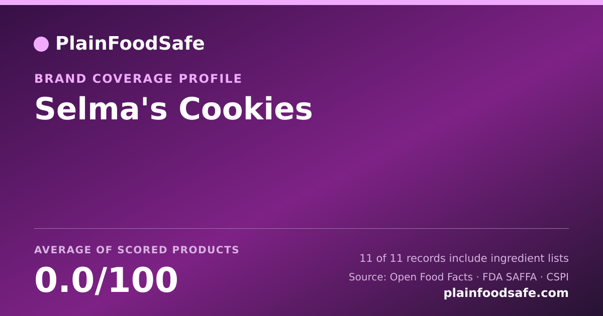 Share card for Selma's Cookies Food Safety Profile