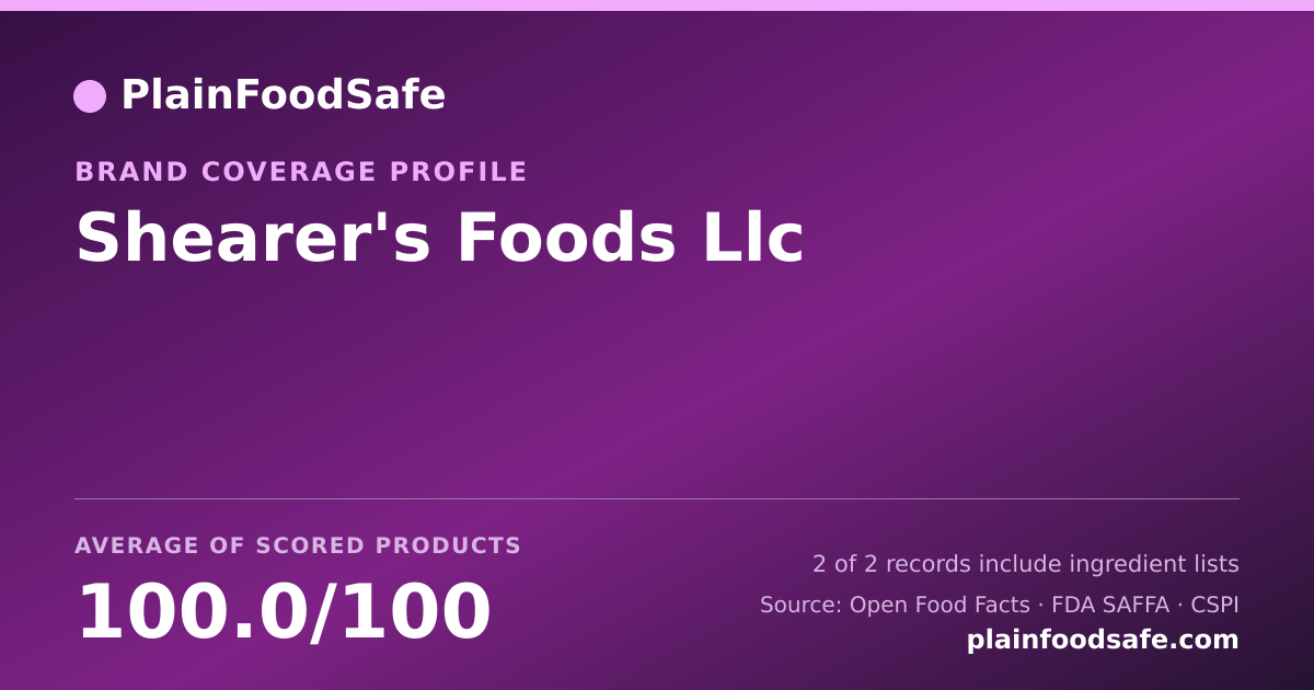 Share card for Shearer's Foods  Llc Food Safety Profile