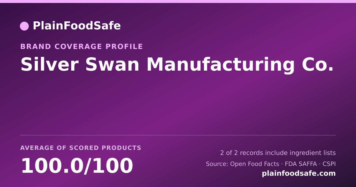 Share card for Silver Swan Manufacturing Co. Food Safety Profile