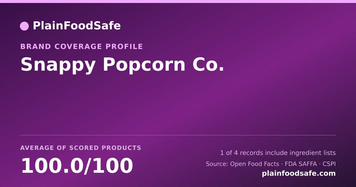 Share card for Snappy Popcorn Co. Food Safety Profile
