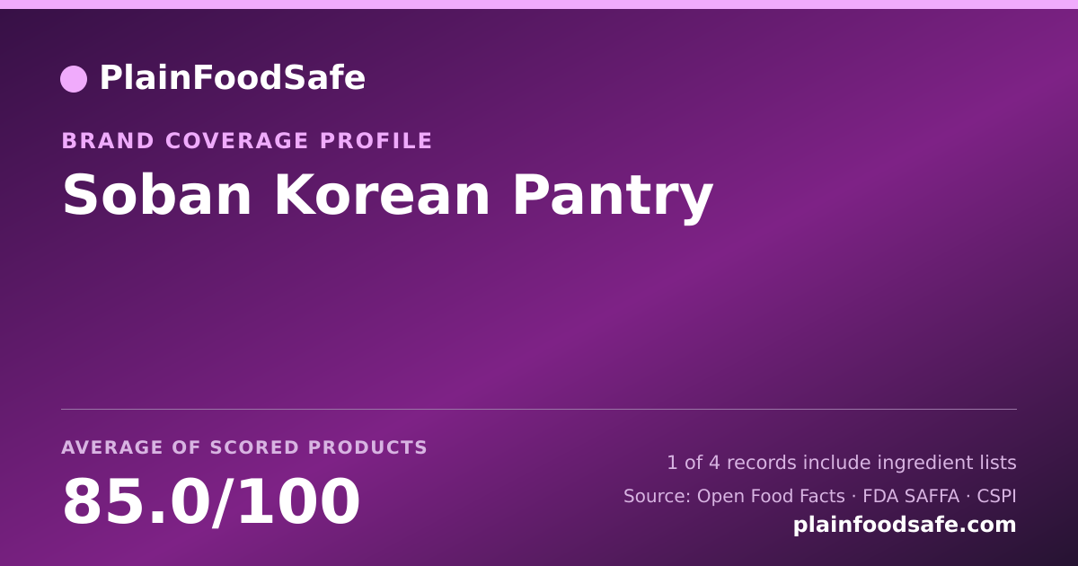 Share card for Soban Korean Pantry Food Safety Profile