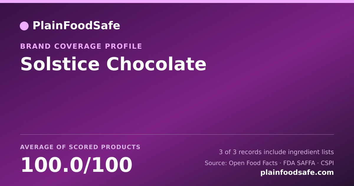 Share card for Solstice Chocolate Food Safety Profile