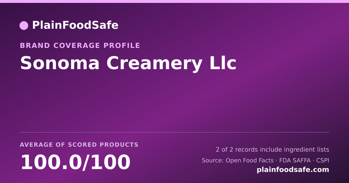 Share card for Sonoma Creamery Llc Food Safety Profile