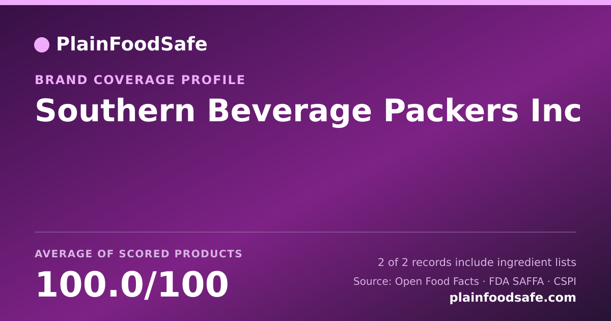 Share card for Southern Beverage Packers  Inc Food Safety Profile