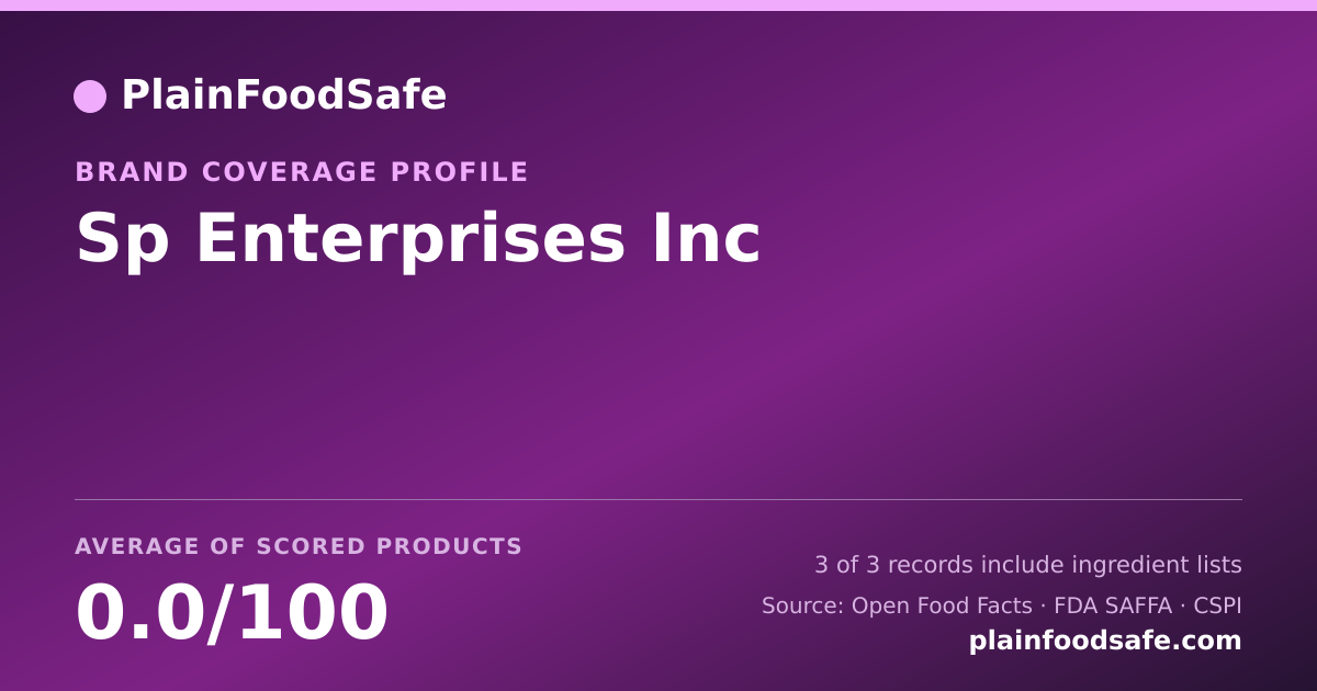 Share card for Sp Enterprises Inc Food Safety Profile
