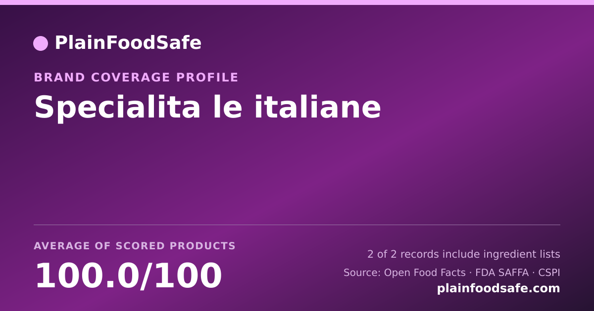 Share card for Specialita le italiane Food Safety Profile