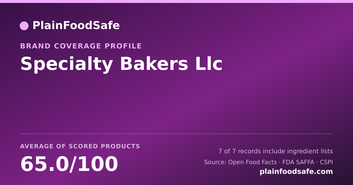 Share card for Specialty Bakers  Llc Food Safety Profile