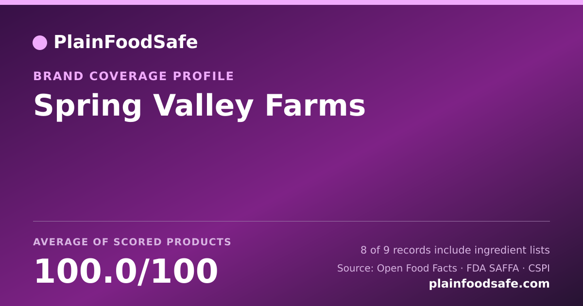 Share card for Spring Valley Farms Food Safety Profile