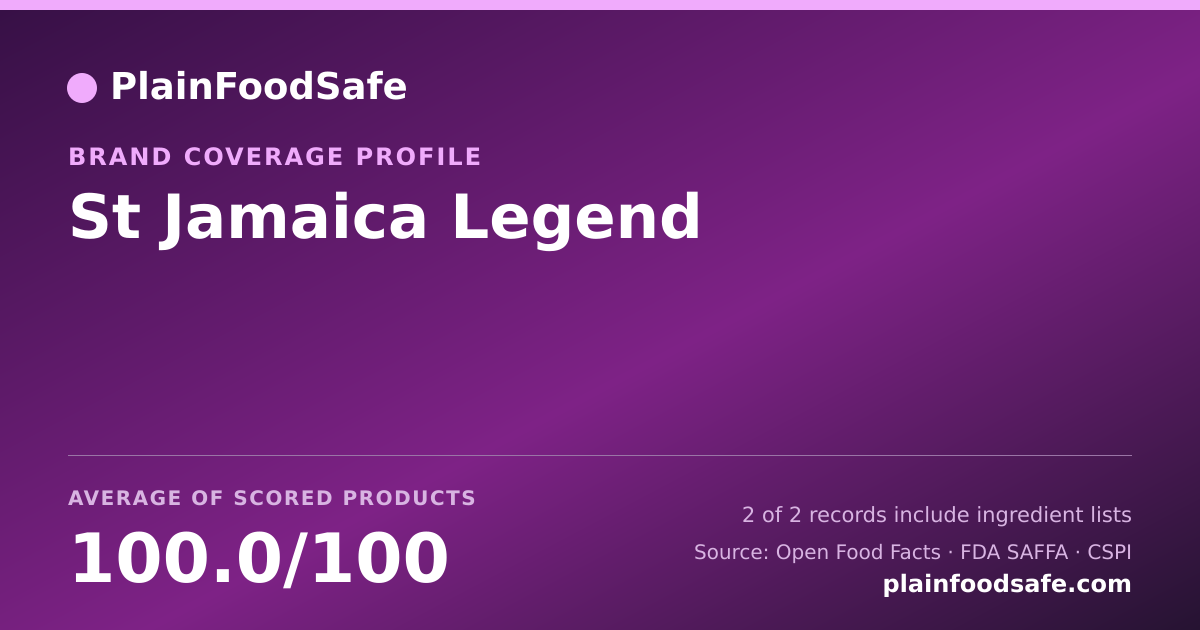 Share card for St Jamaica Legend Food Safety Profile