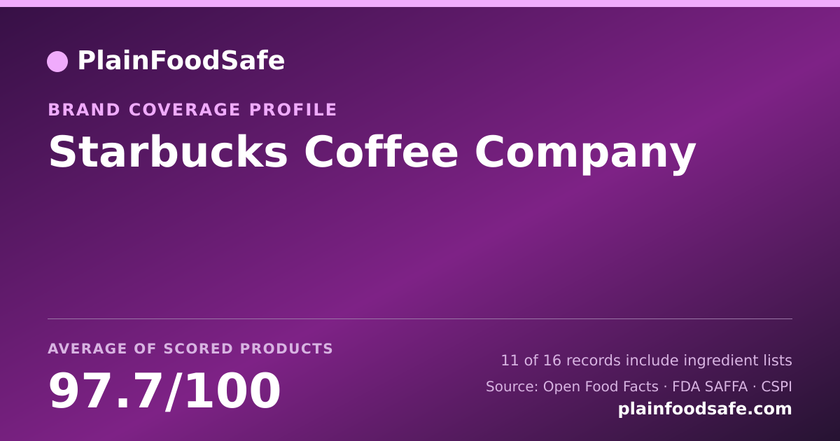 Share card for Starbucks Coffee Company Food Safety Profile