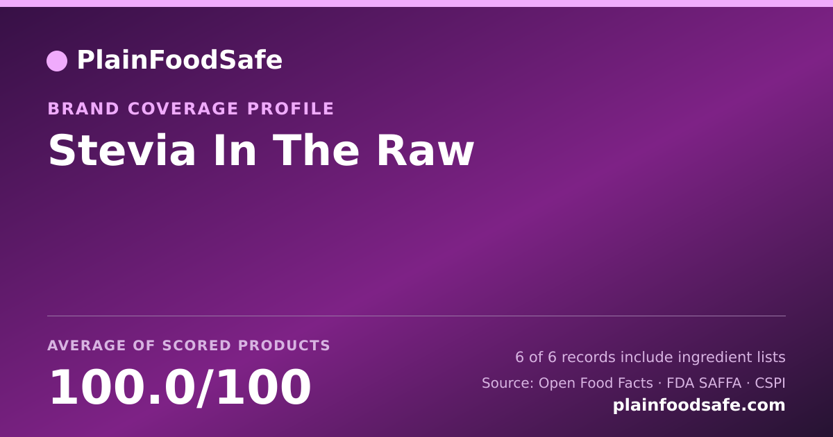 Share card for Stevia In The Raw Food Safety Profile