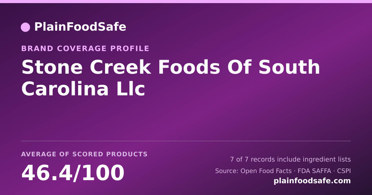 Share card for Stone Creek Foods Of South Carolina  Llc Food Safety Profile