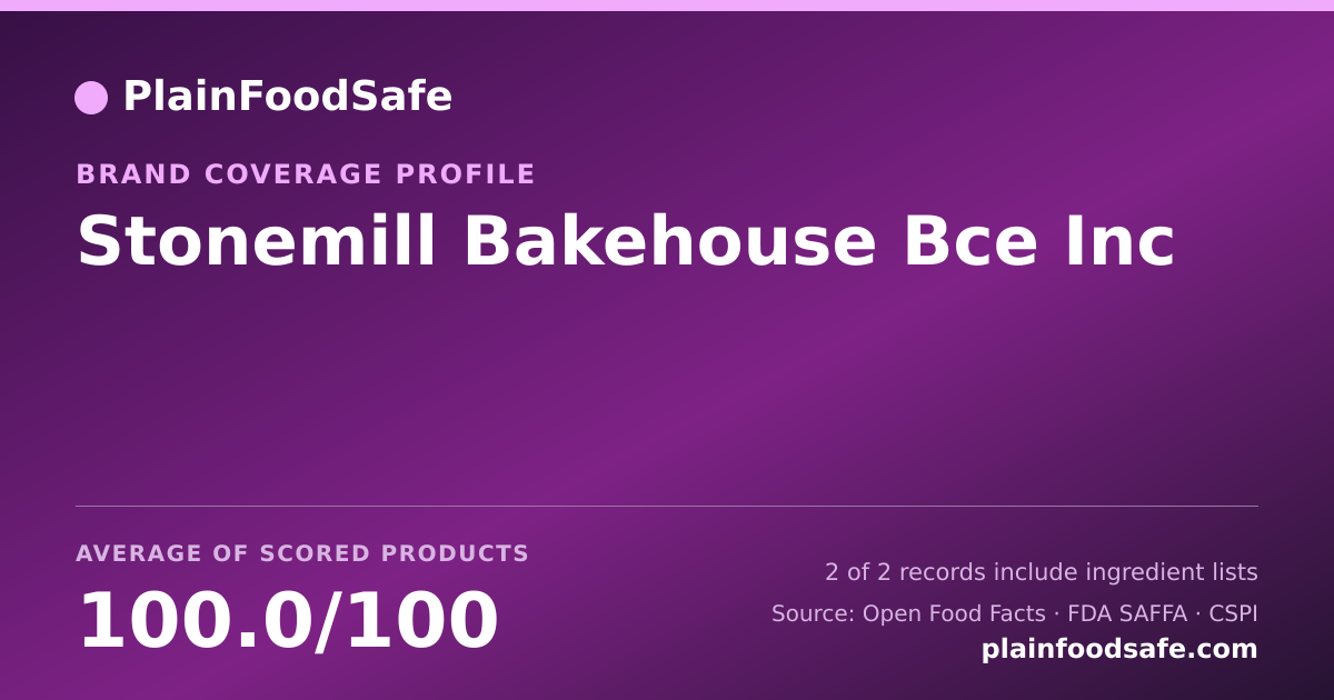 Share card for Stonemill Bakehouse Bce Inc Food Safety Profile