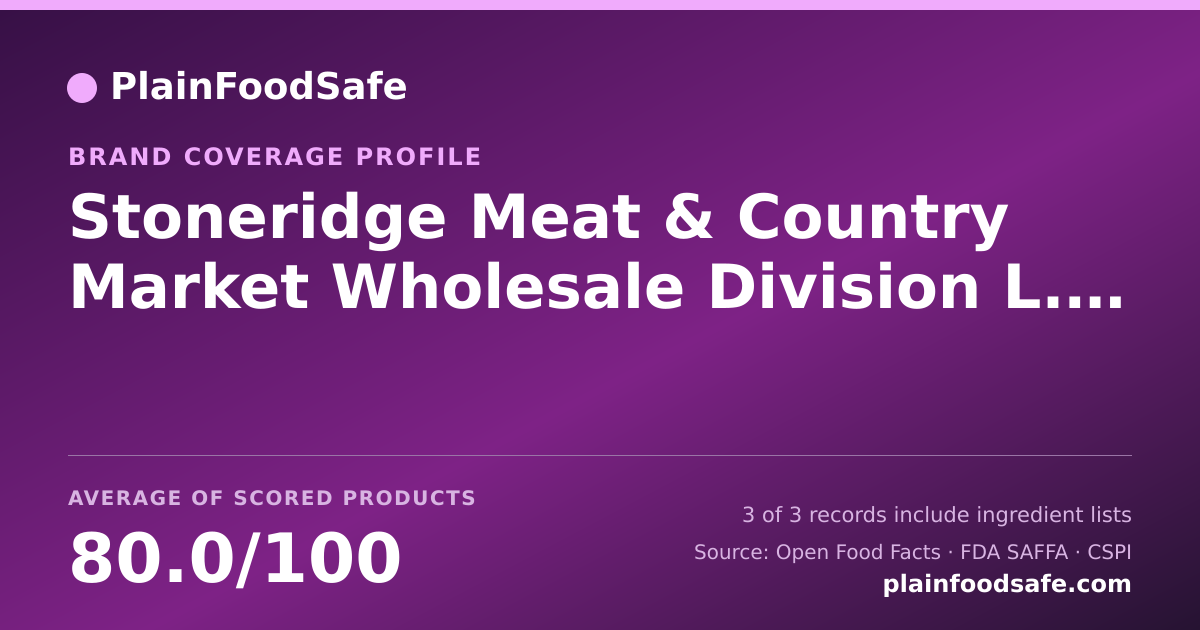 Share card for Stoneridge Meat & Country Market Wholesale Division  L.L.C. Food Safety Profile