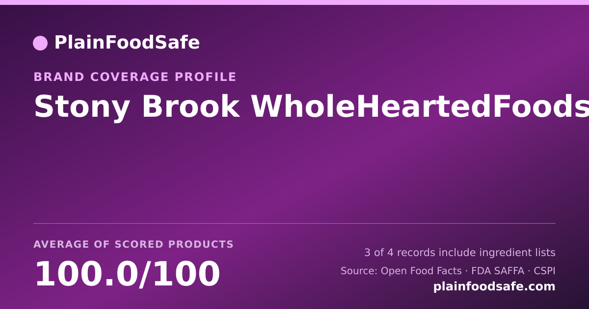 Share card for Stony Brook WholeHeartedFoods Food Safety Profile