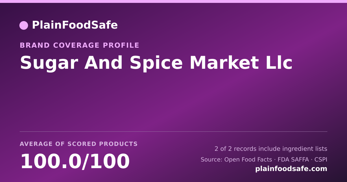 Share card for Sugar And Spice Market  Llc Food Safety Profile