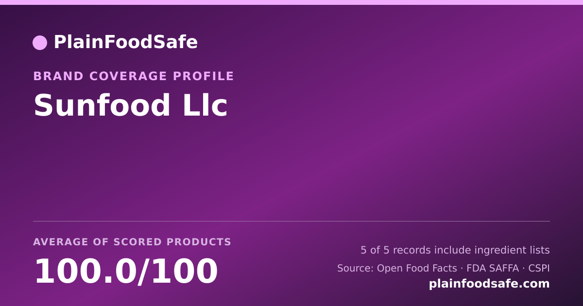 Share card for Sunfood Llc Food Safety Profile